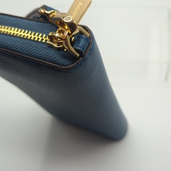 MICHAEL MICHAEL KORS Jet Set Travel Continental Wallet Blue Pebble Leather - Picture 8 of 8